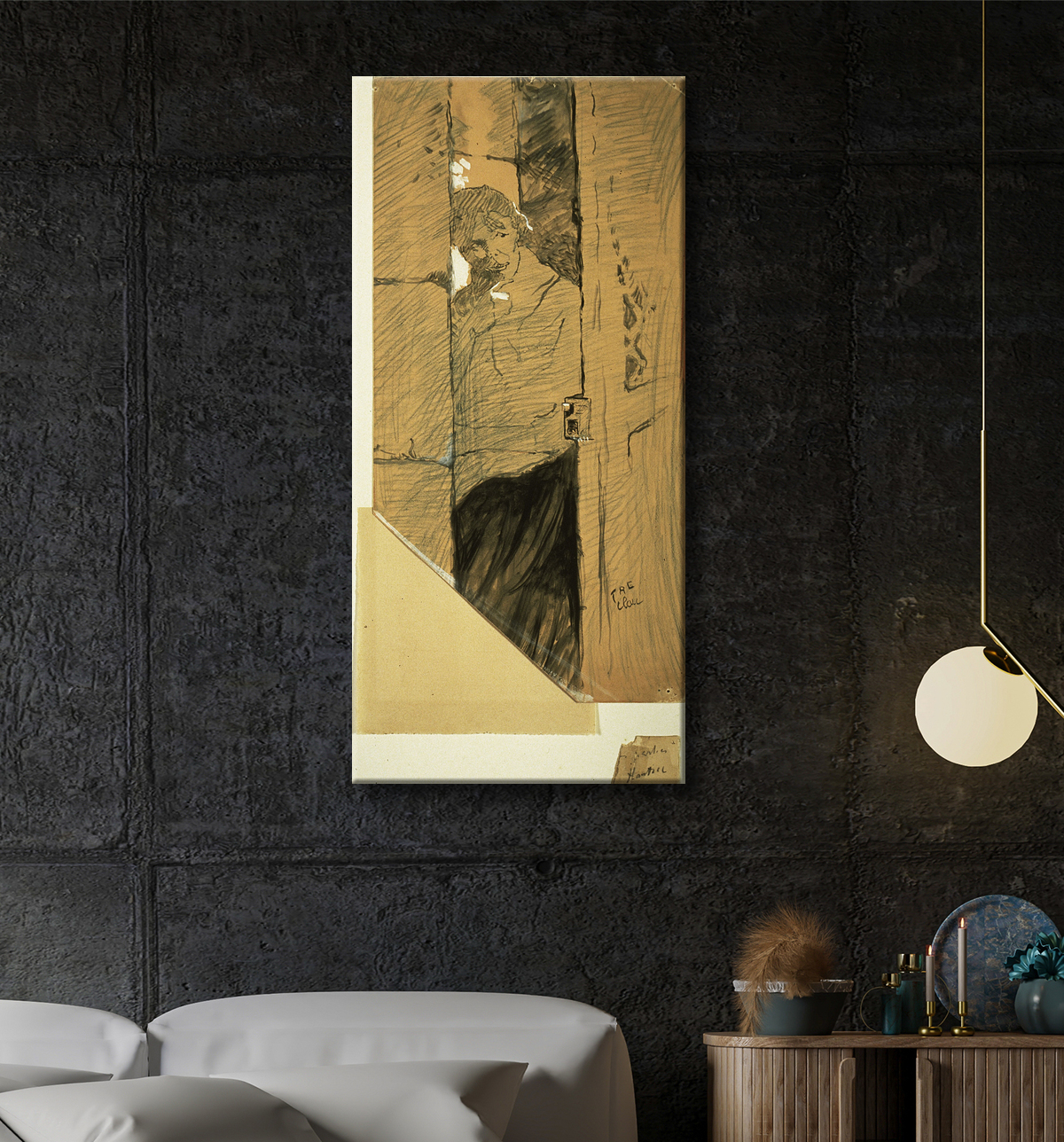 Reproduction À la porte de Henri de Toulouse-Lautrec avec decor