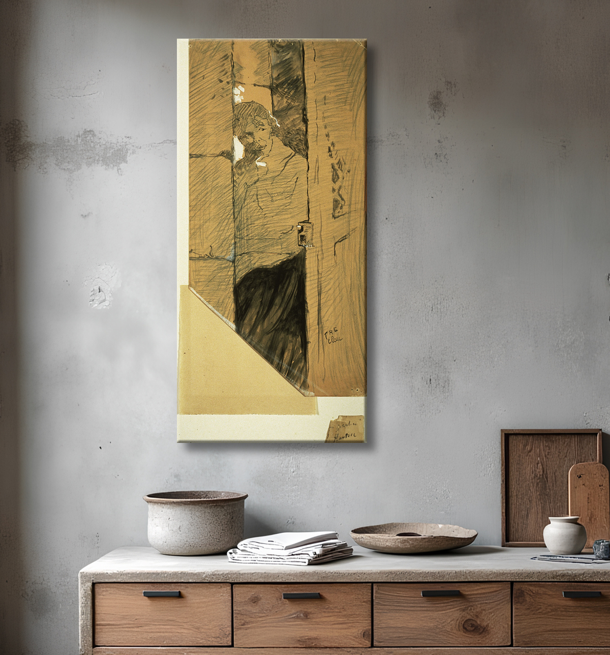 Reproduction À la porte de Henri de Toulouse-Lautrec avec decor