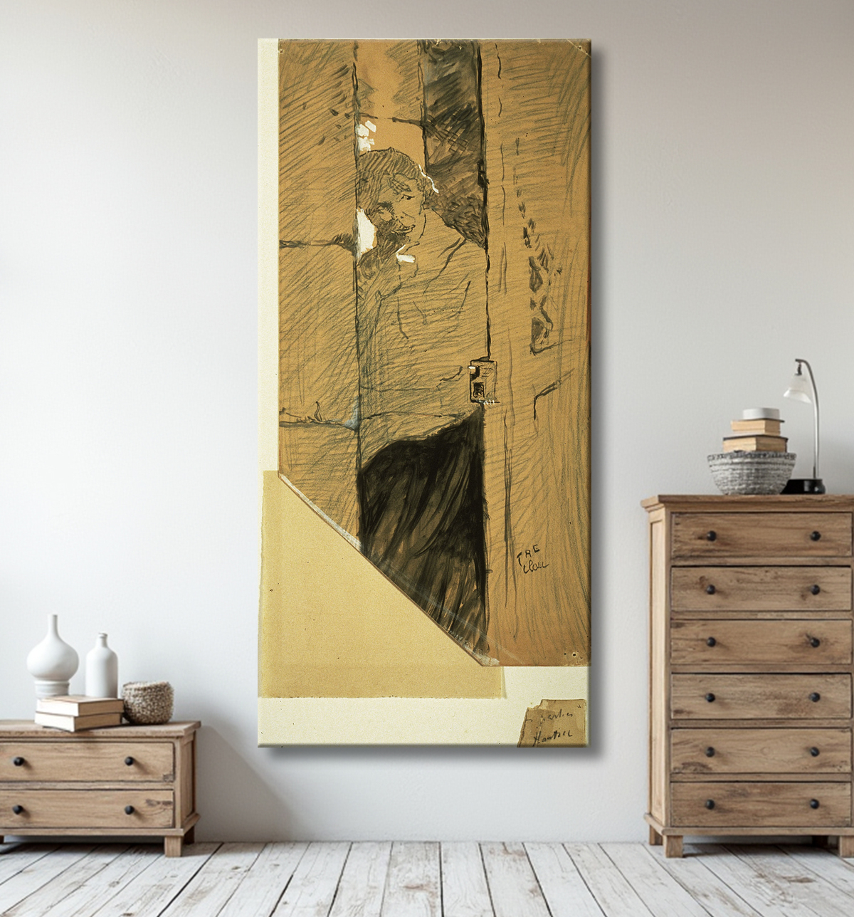 Reproduction À la porte de Henri de Toulouse-Lautrec avec decor