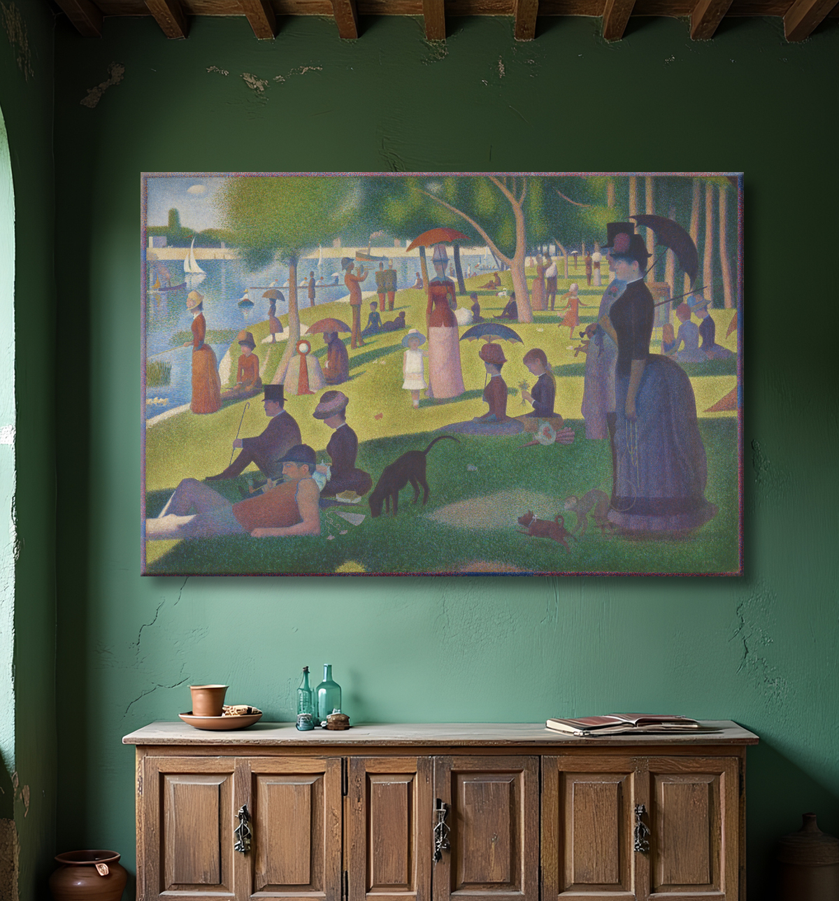 Reproduction A Sunday on La Grande Jatte — 1884 de Georges Seurat avec decor