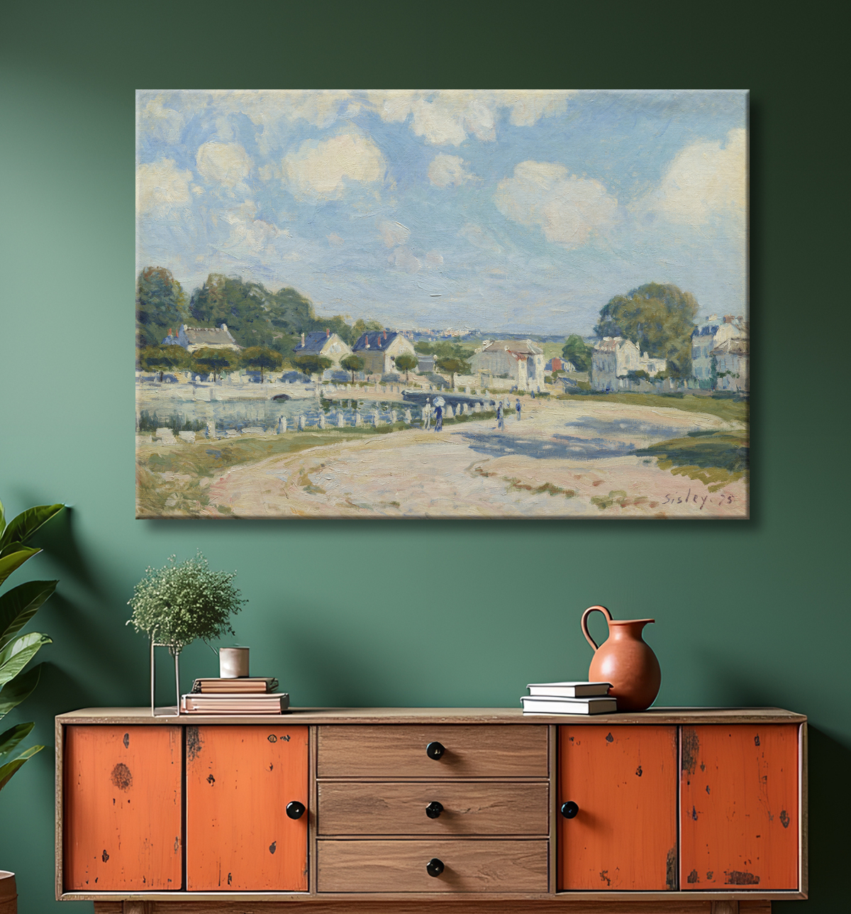Reproduction Abreuvoir à Marly de Alfred Sisley avec decor