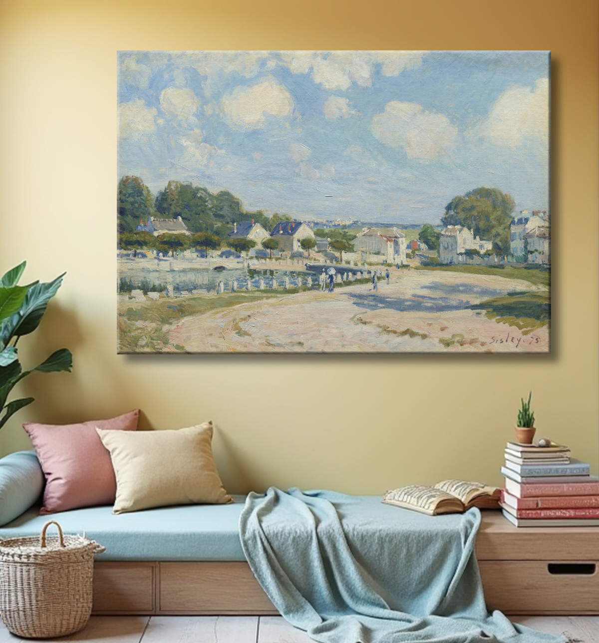 Reproduction Abreuvoir à Marly de Alfred Sisley avec decor