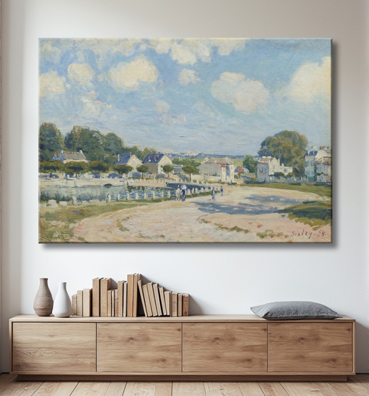 Reproduction Abreuvoir à Marly de Alfred Sisley avec decor