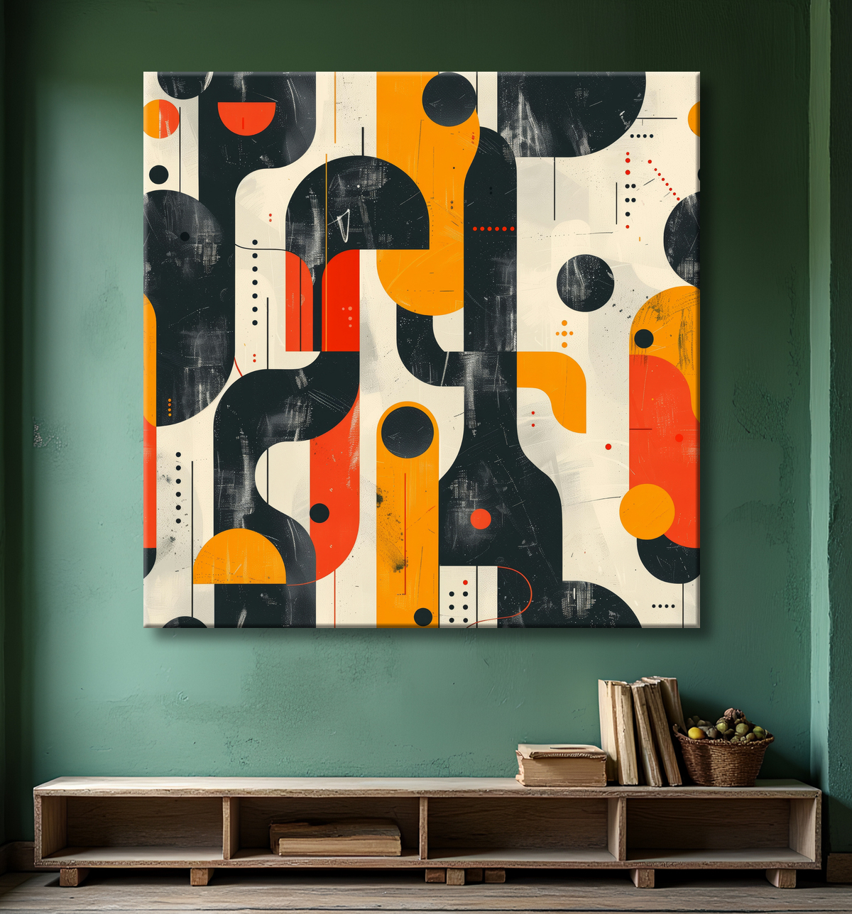 Tableau abstrait avec decor