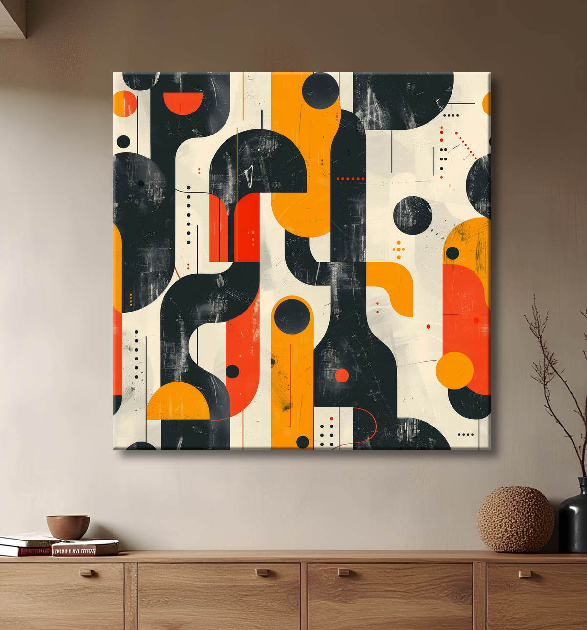 Tableau abstrait avec decor