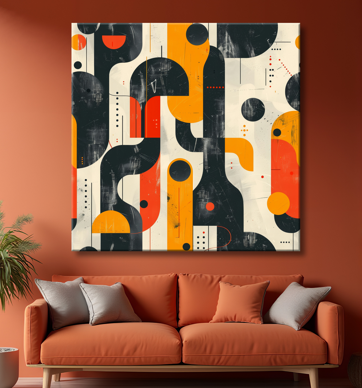 Tableau abstrait avec decor
