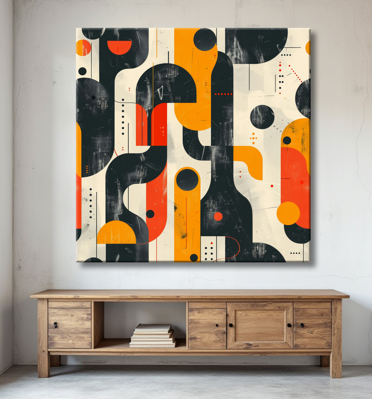 Tableau abstrait avec decor