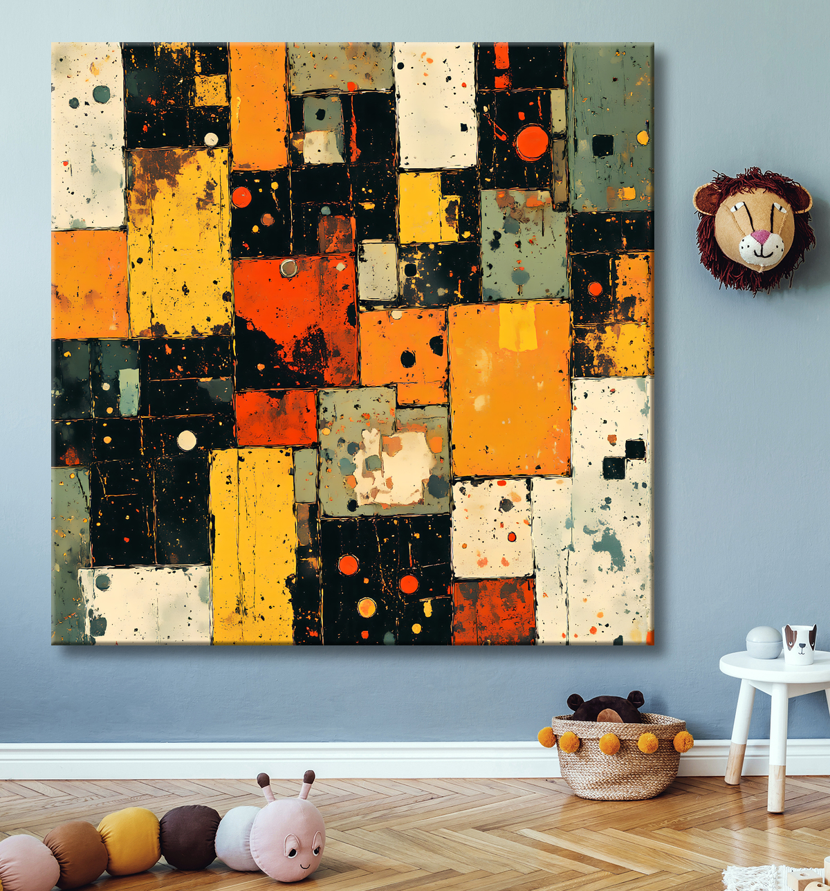Tableau abstrait géométrique moderne avec decor