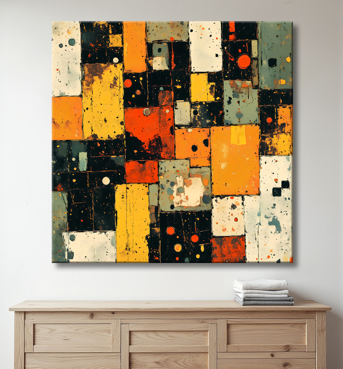 Tableau abstrait géométrique moderne avec decor