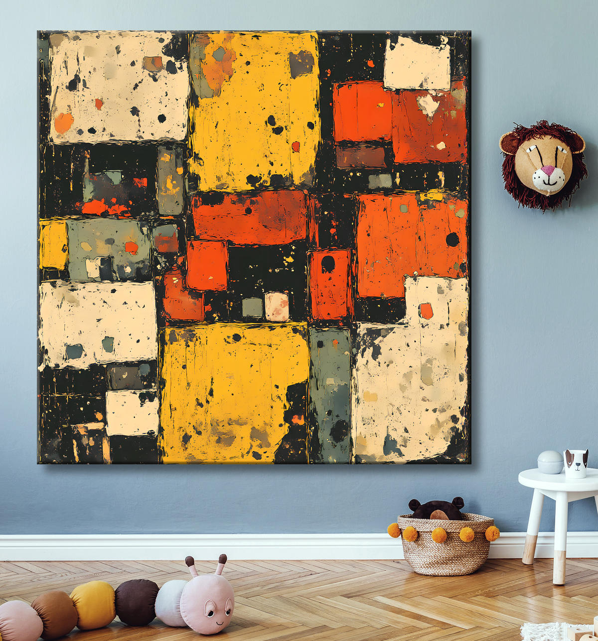 Tableau abstrait géométrique moderne avec decor