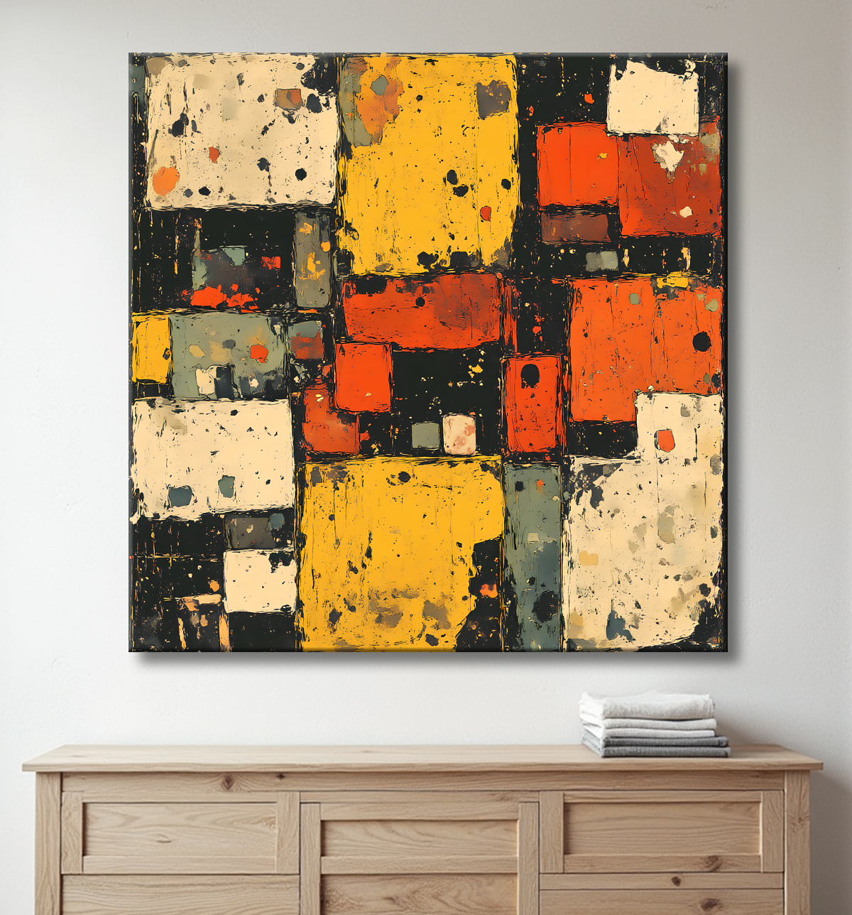 Tableau abstrait géométrique moderne avec decor