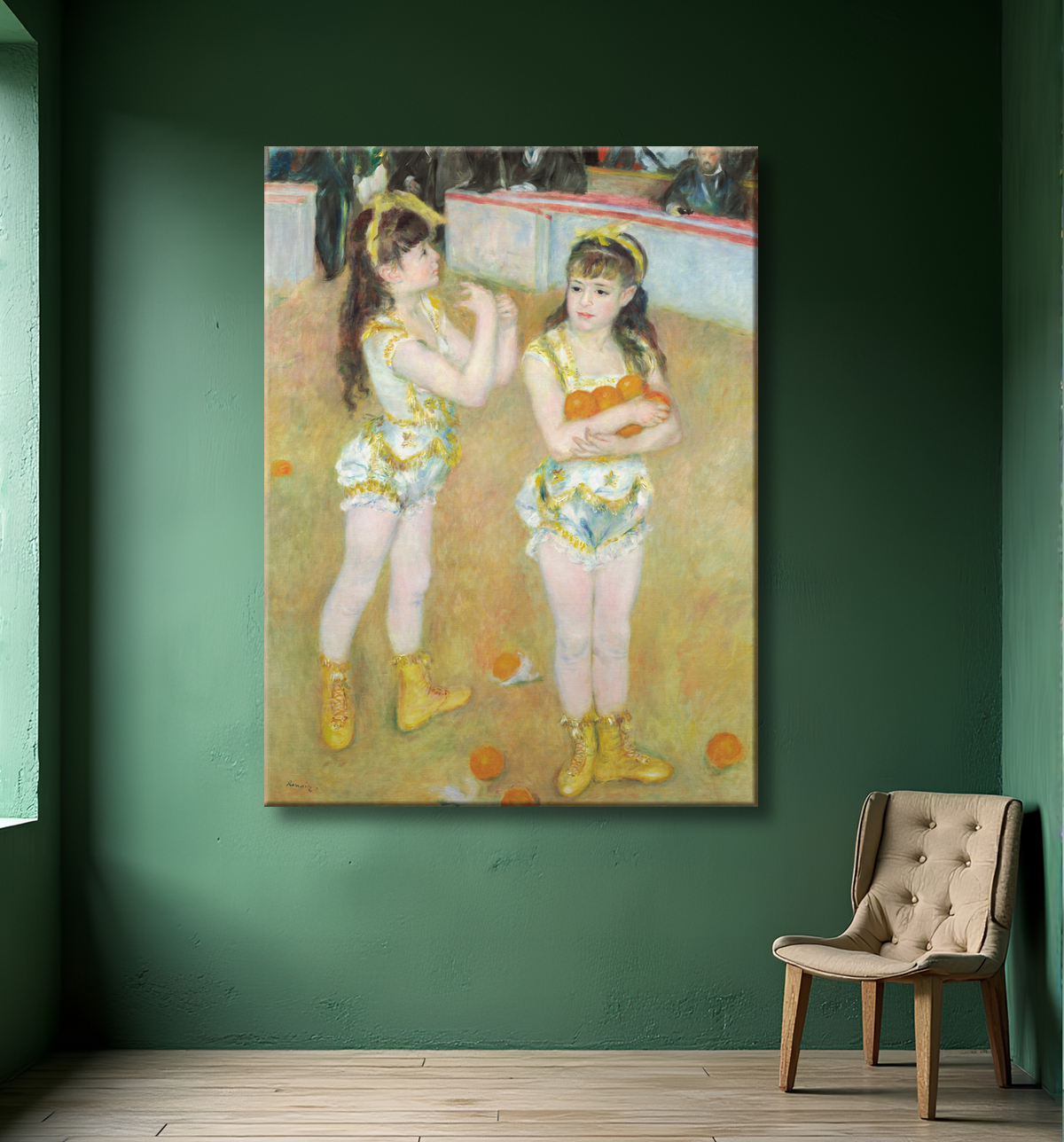 Reproduction Acrobates au Cirque Fernando (Francisca et Angelina Wartenberg) de Pierre-Auguste Renoir avec decor