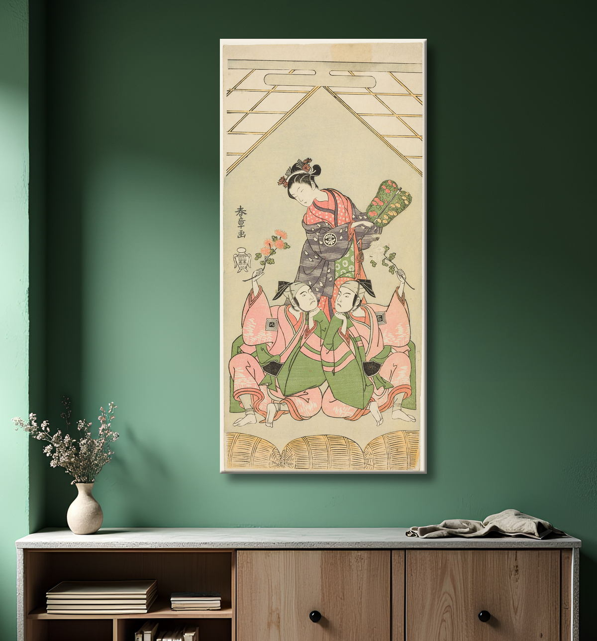 Reproduction Acteurs Segawa Kikunojô II dans le rôle de Reizei, Ichikawa Komazô I dans le rôle de Suruga no Hachirô et Ichikawa Yaozô II dans le rôle de Tada no Kurando dans 