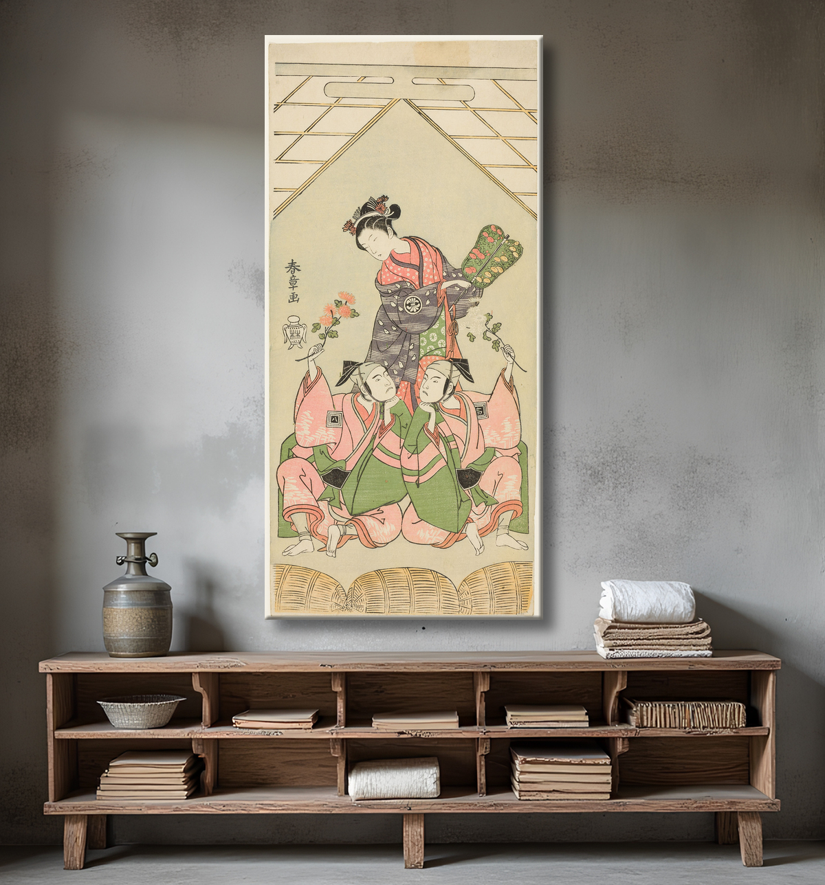 Reproduction Acteurs Segawa Kikunojô II dans le rôle de Reizei, Ichikawa Komazô I dans le rôle de Suruga no Hachirô et Ichikawa Yaozô II dans le rôle de Tada no Kurando dans 