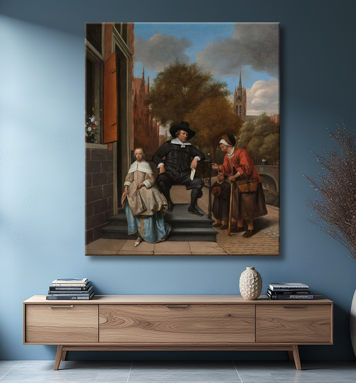 Reproduction Adolf et Catharina Croeser, dits « le bourgmestre de Delft et sa fille » de Jan Havicksz. Steen avec decor