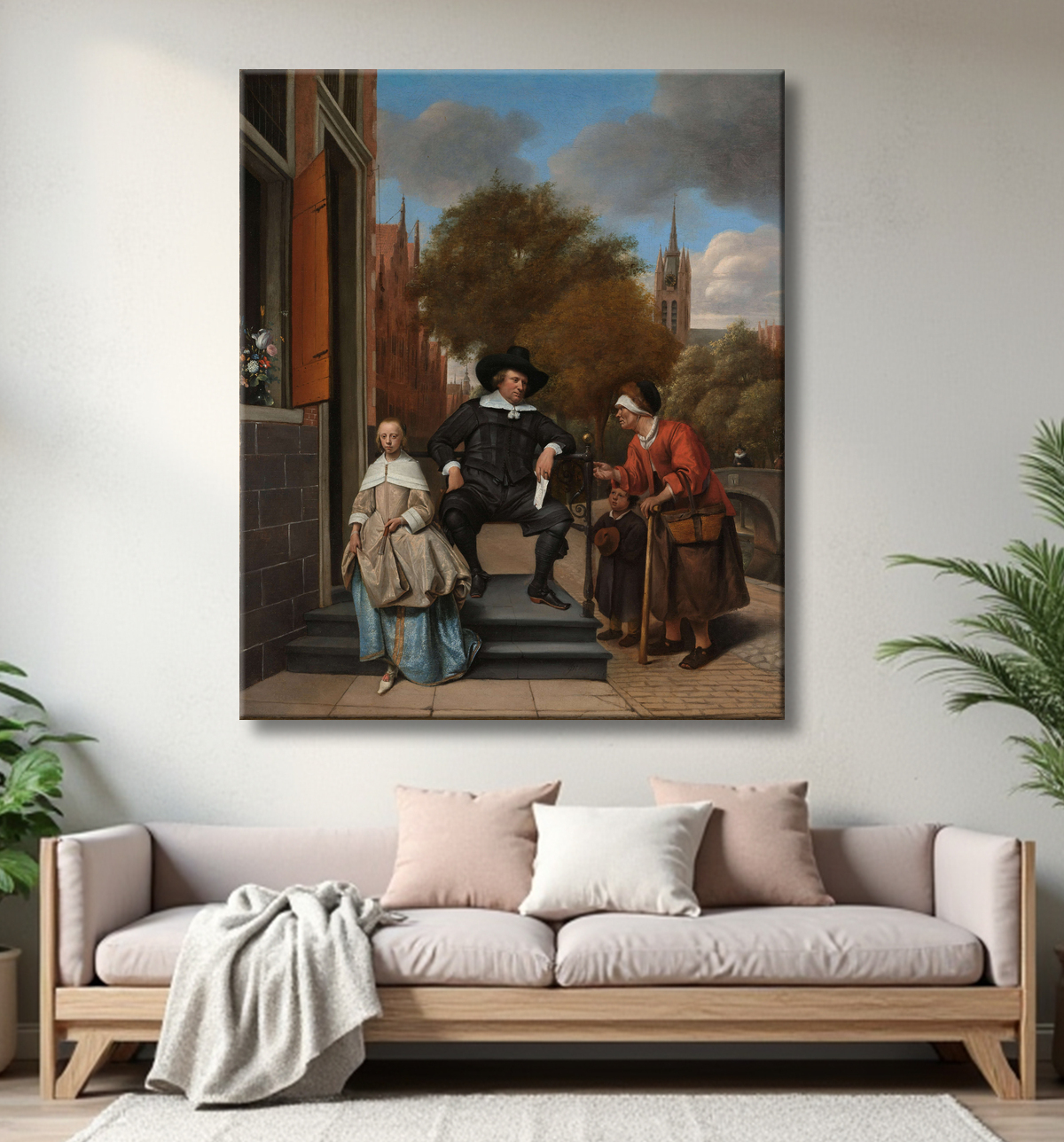 Reproduction Adolf et Catharina Croeser, dits « le bourgmestre de Delft et sa fille » de Jan Havicksz. Steen avec decor