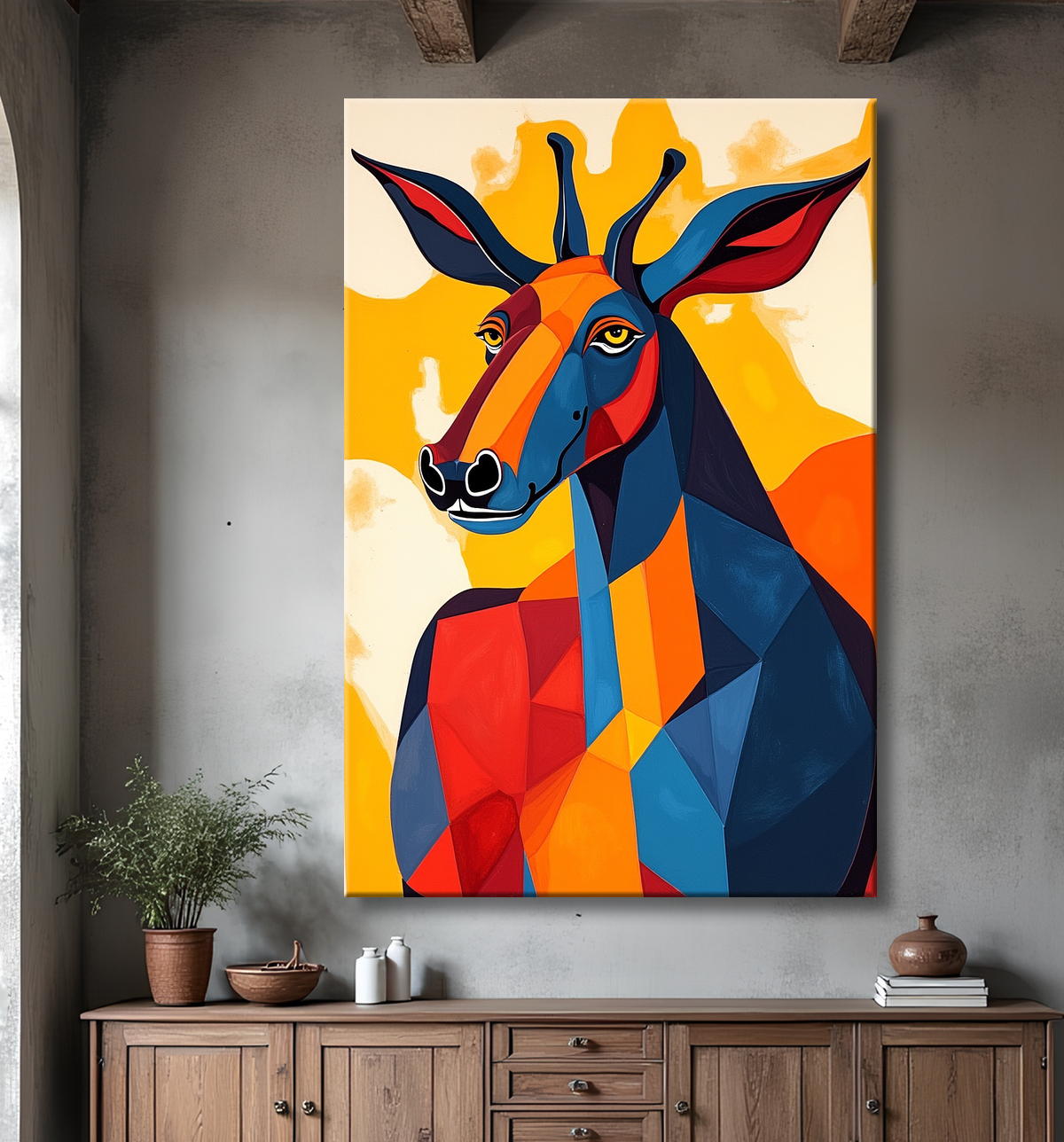 Tableau & affiche minimaliste animal géométrique avec decor