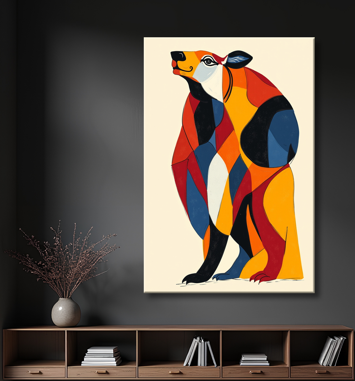 Tableau & affiche minimaliste animal géométrique avec decor