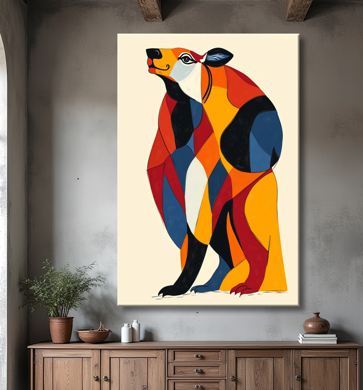 Tableau & affiche minimaliste animal géométrique avec decor