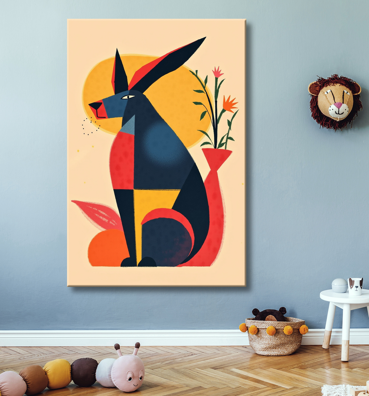 Tableau & affiche minimaliste animal géométrique avec decor