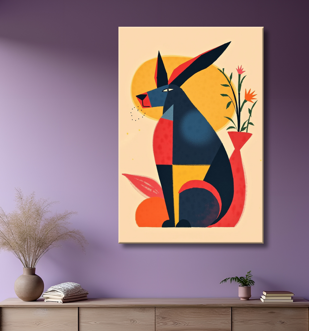 Tableau & affiche minimaliste animal géométrique avec decor