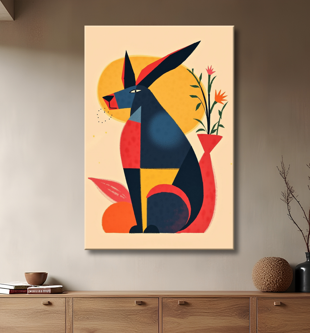 Tableau & affiche minimaliste animal géométrique avec decor