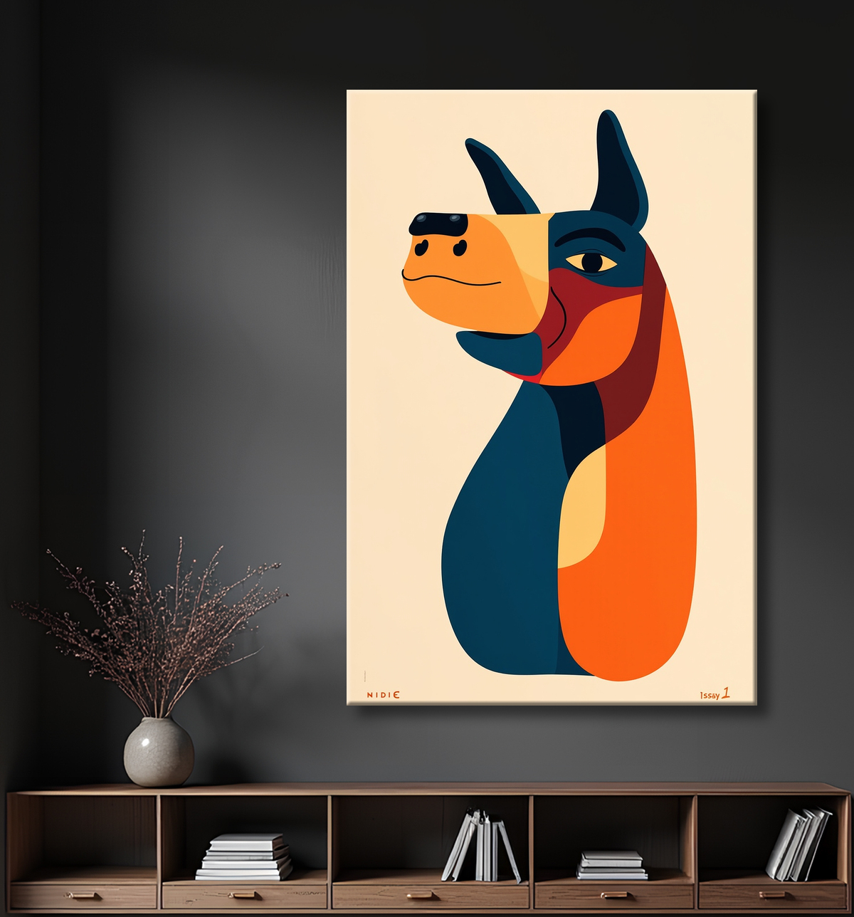 Tableau & affiche minimaliste animal géométrique avec decor