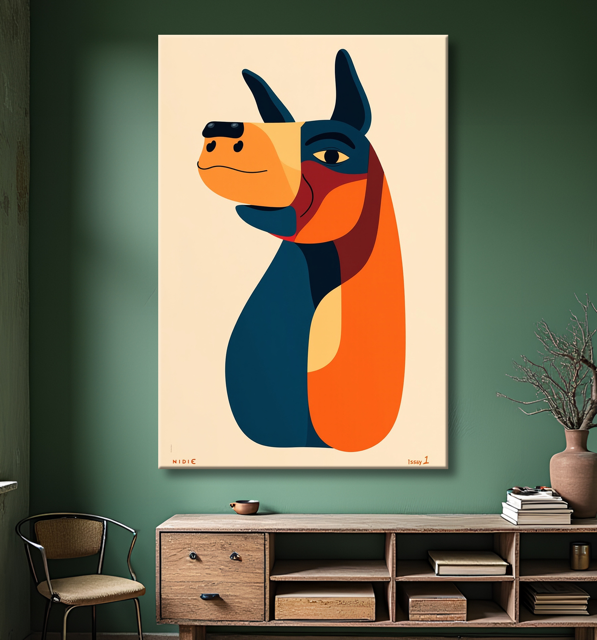 Tableau & affiche minimaliste animal géométrique avec decor