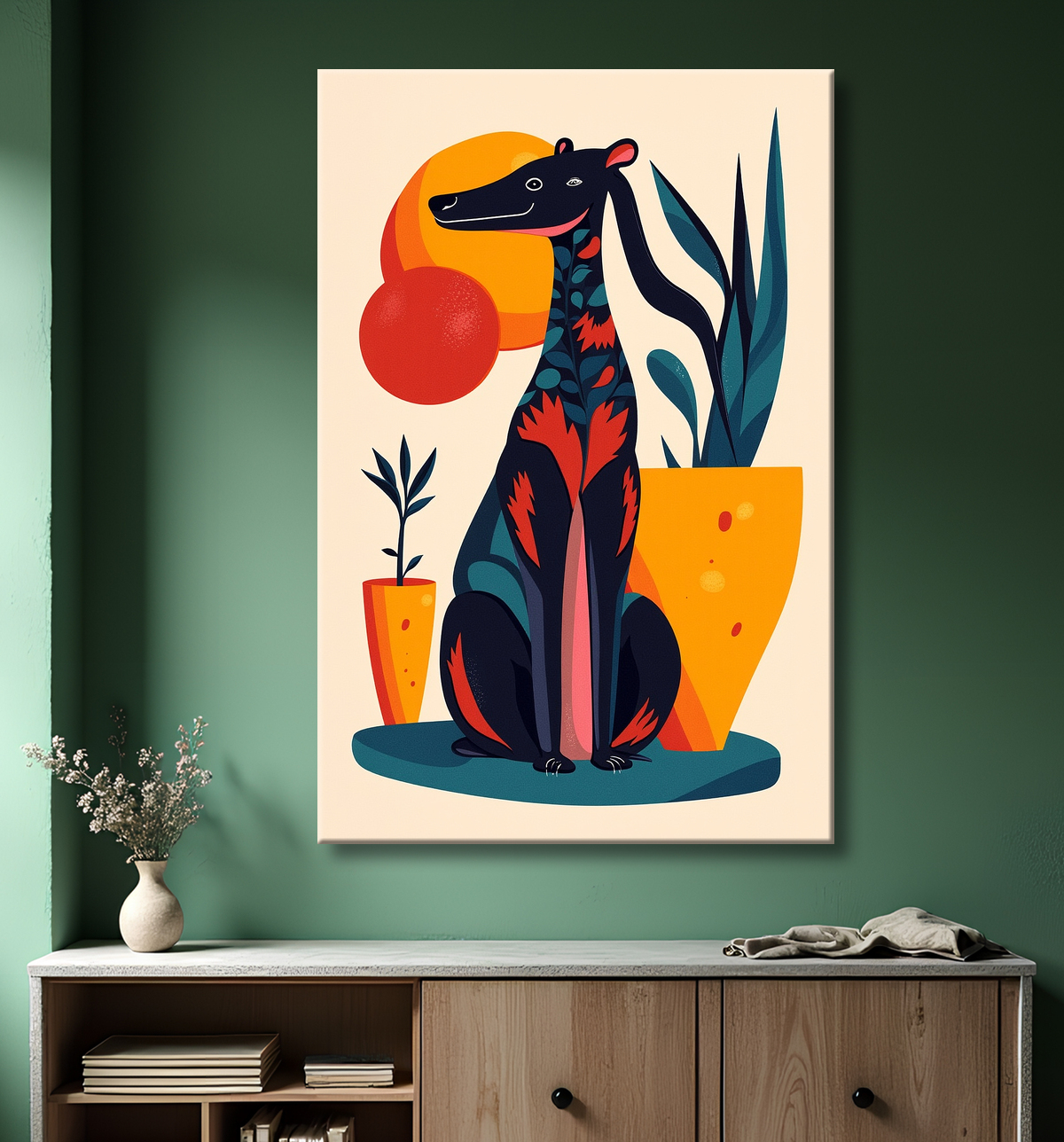 Tableau & affiche minimaliste animal géométrique avec decor