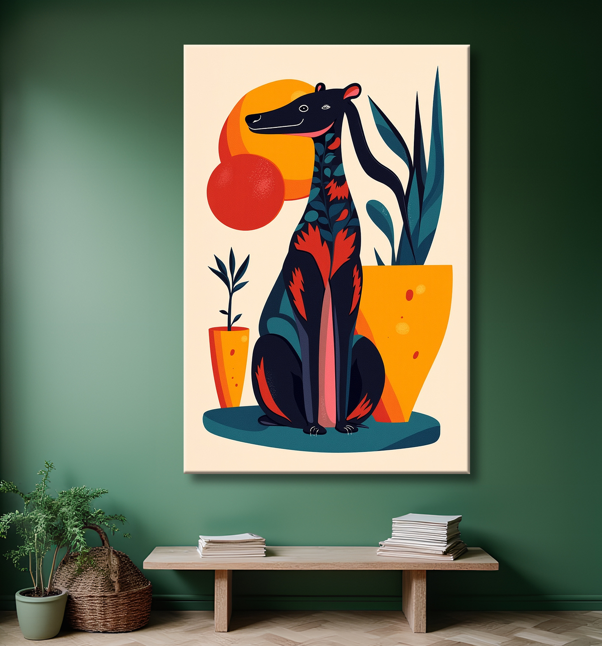Tableau & affiche minimaliste animal géométrique avec decor