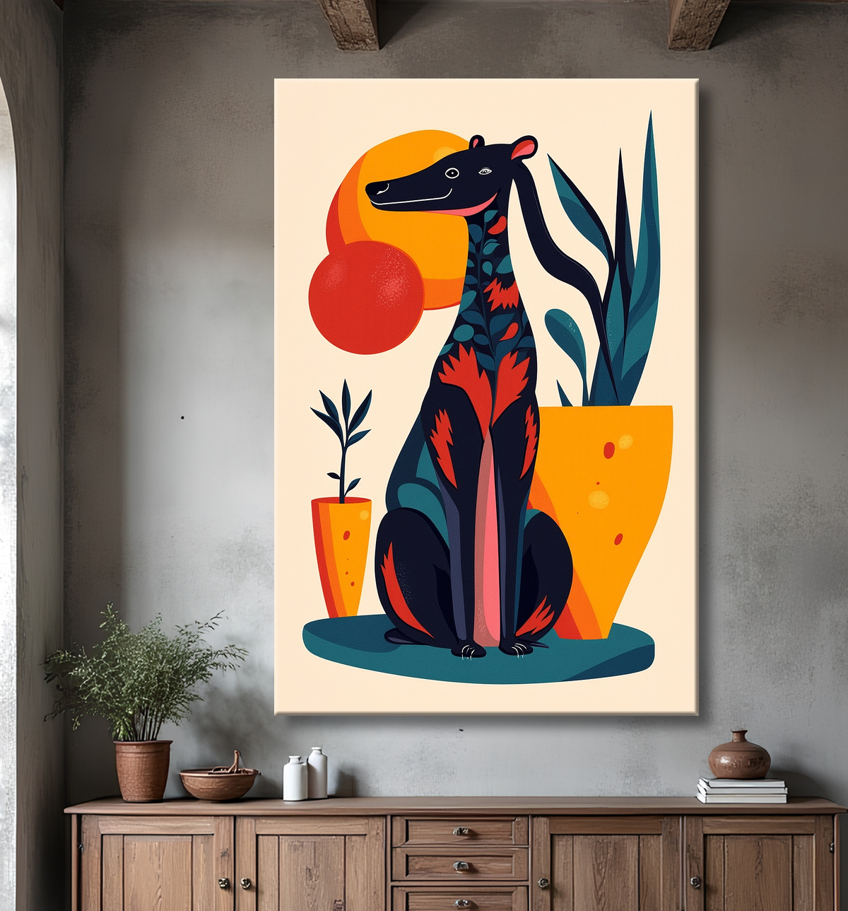 Tableau & affiche minimaliste animal géométrique avec decor