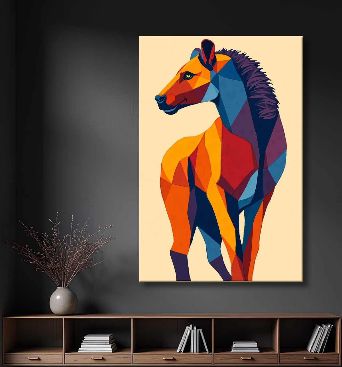 Tableau & affiche minimaliste animal géométrique avec decor