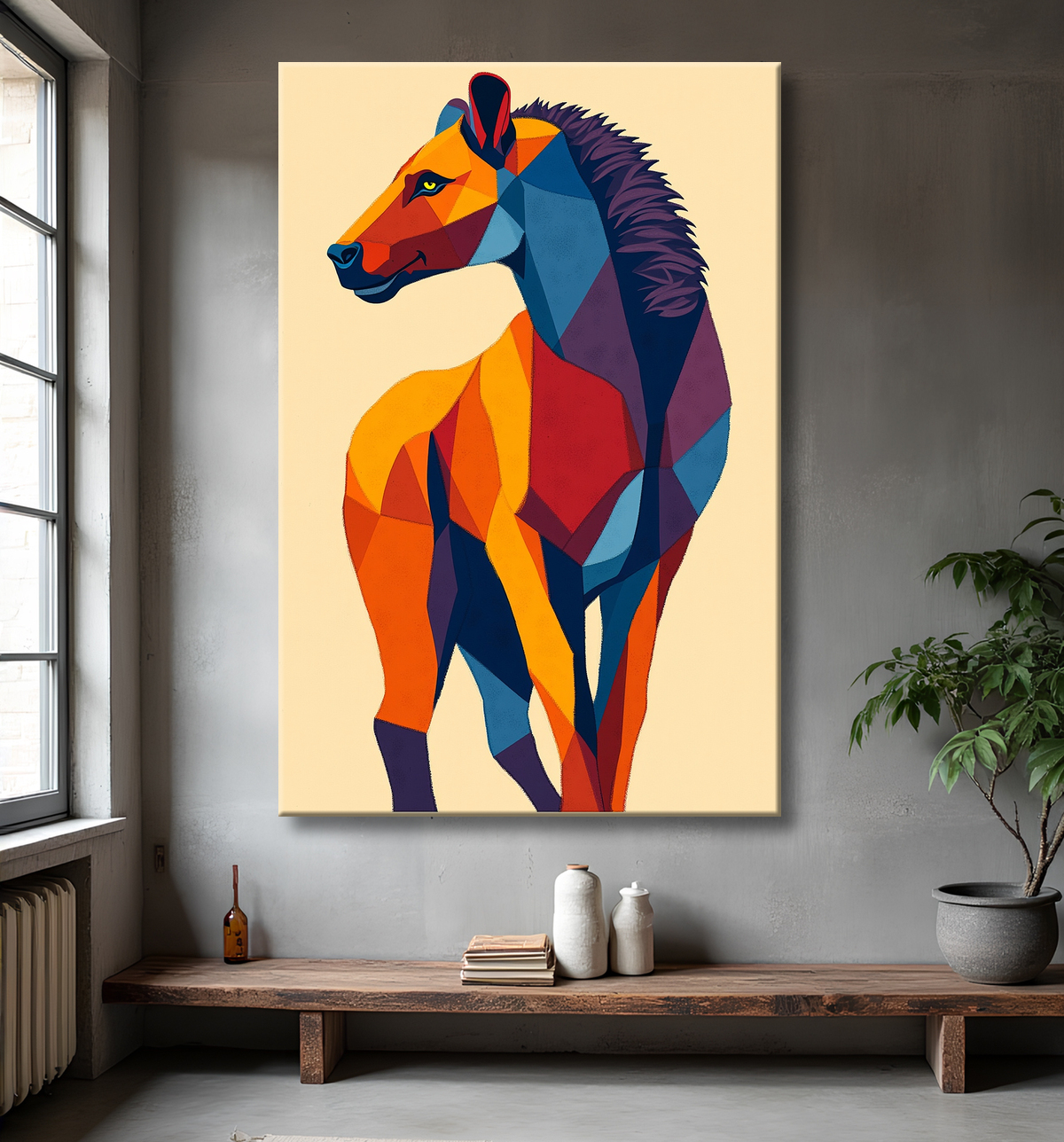 Tableau & affiche minimaliste animal géométrique avec decor