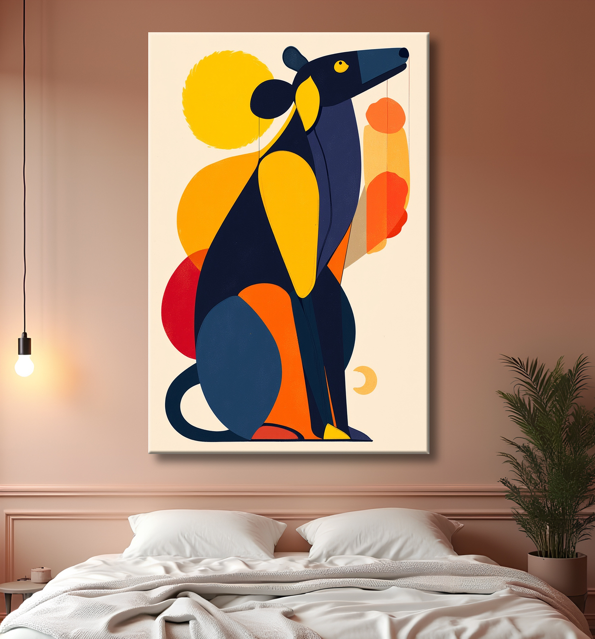 Tableau & affiche minimaliste animal géométrique avec decor