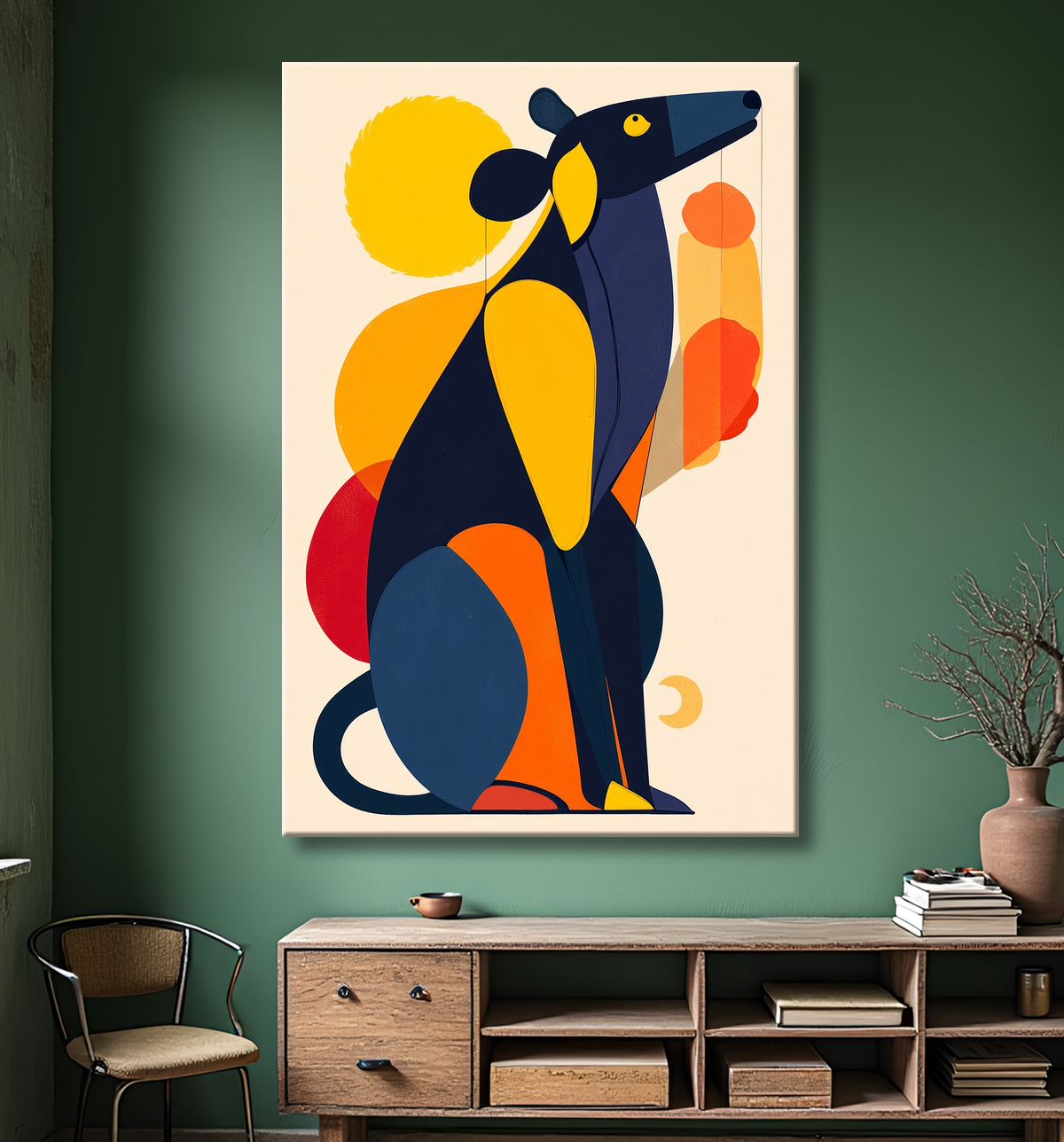 Tableau & affiche minimaliste animal géométrique avec decor