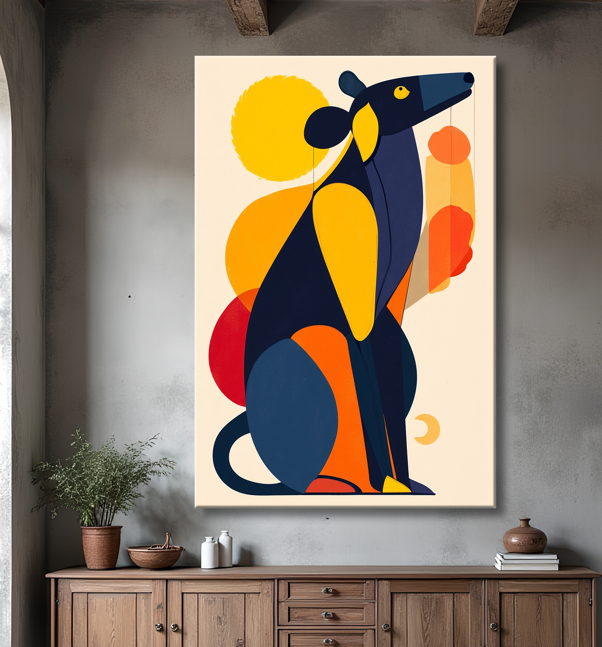 Tableau & affiche minimaliste animal géométrique avec decor