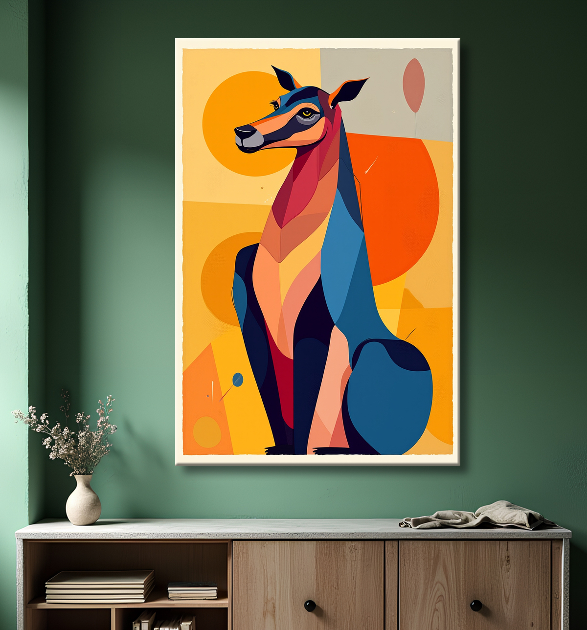 Tableau & affiche minimaliste animal géométrique avec decor