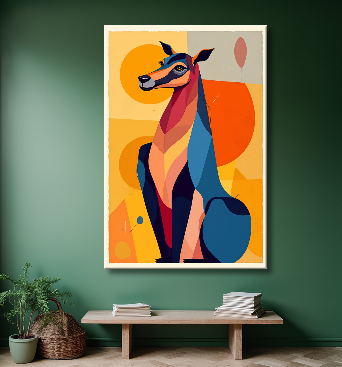Tableau & affiche minimaliste animal géométrique avec decor