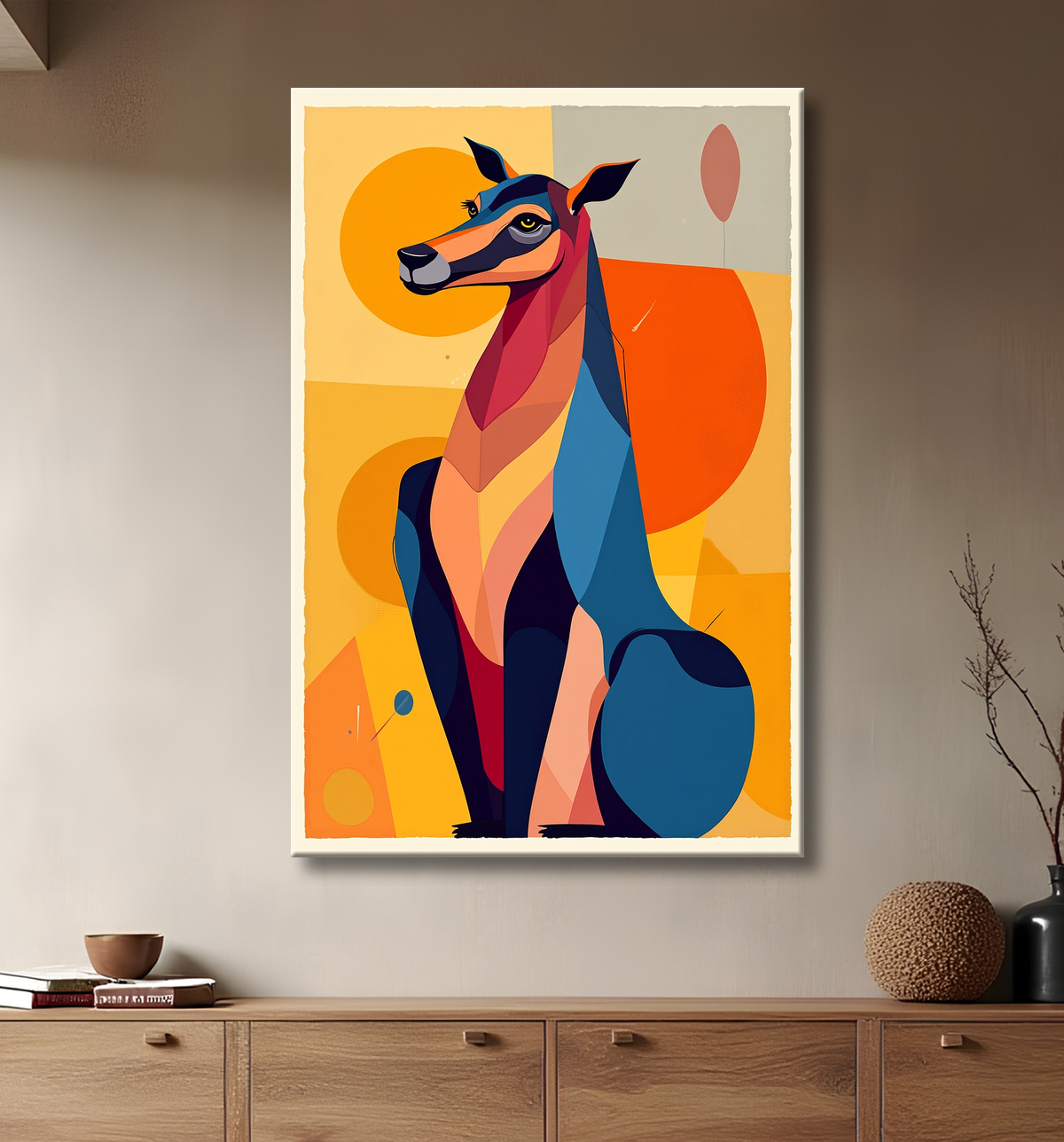 Tableau & affiche minimaliste animal géométrique avec decor