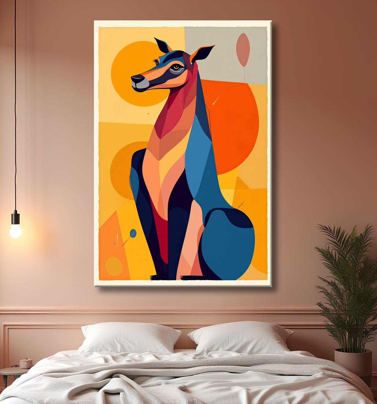 Tableau & affiche minimaliste animal géométrique avec decor