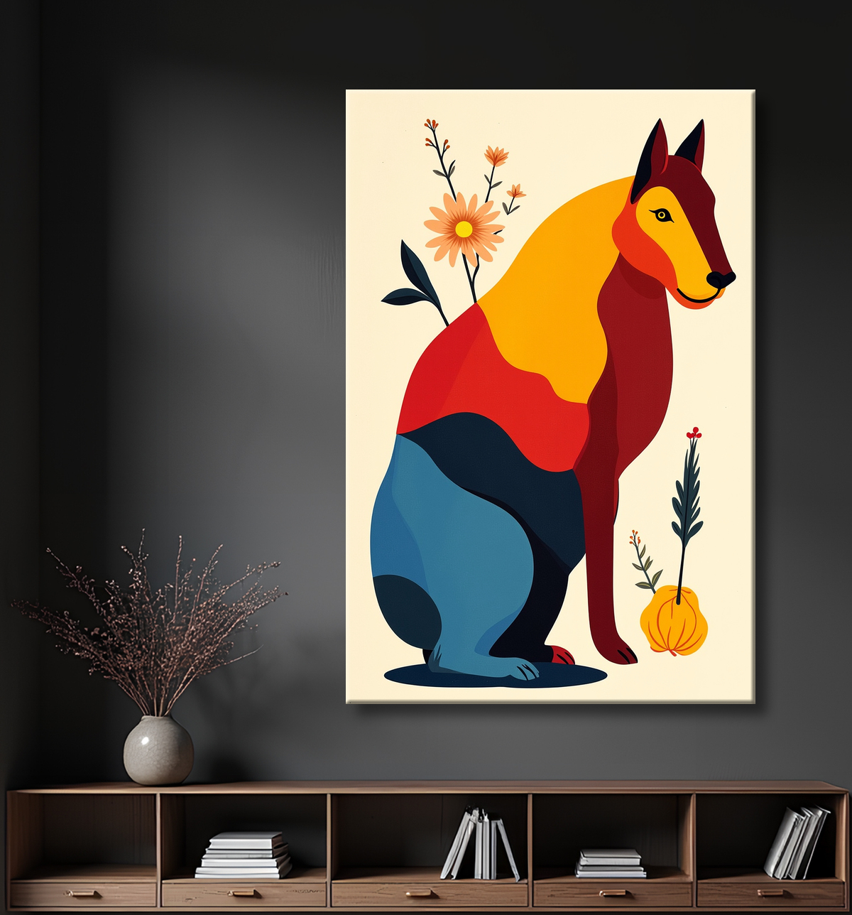 Tableau & affiche minimaliste animal géométrique avec decor