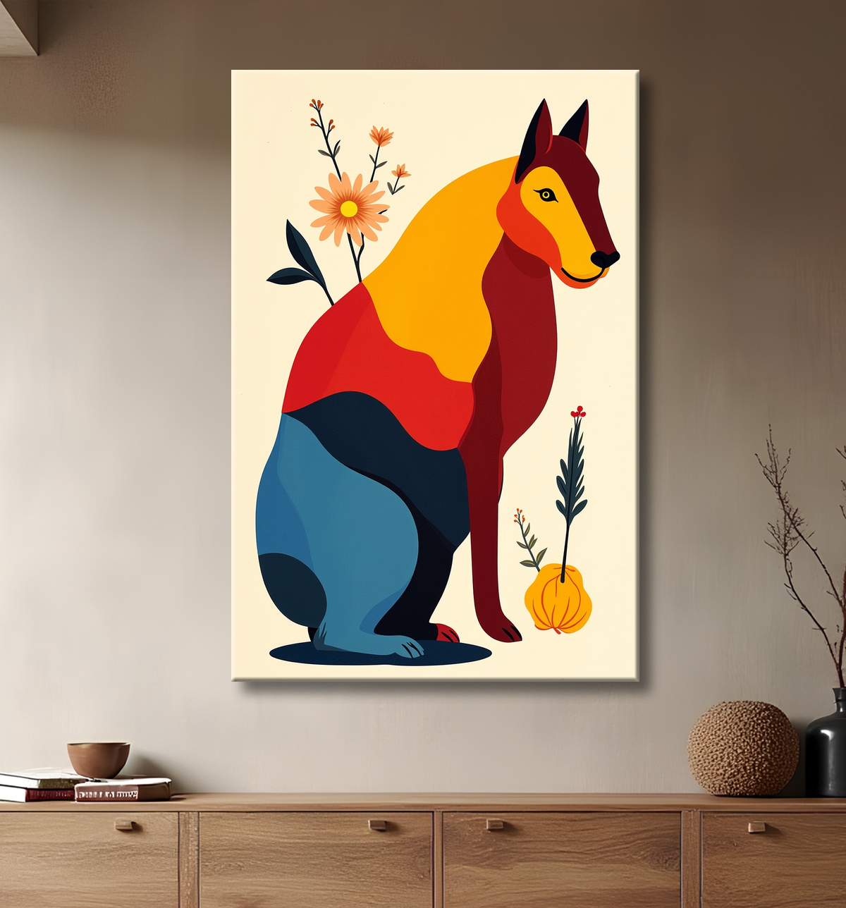 Tableau & affiche minimaliste animal géométrique avec decor
