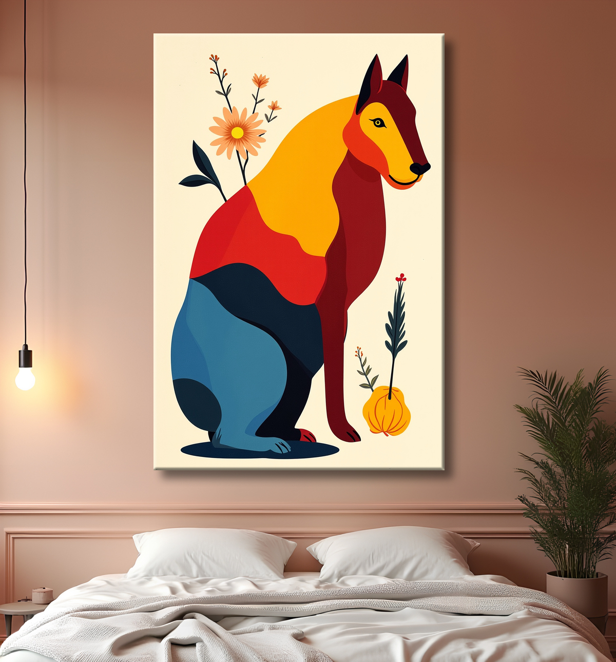 Tableau & affiche minimaliste animal géométrique avec decor