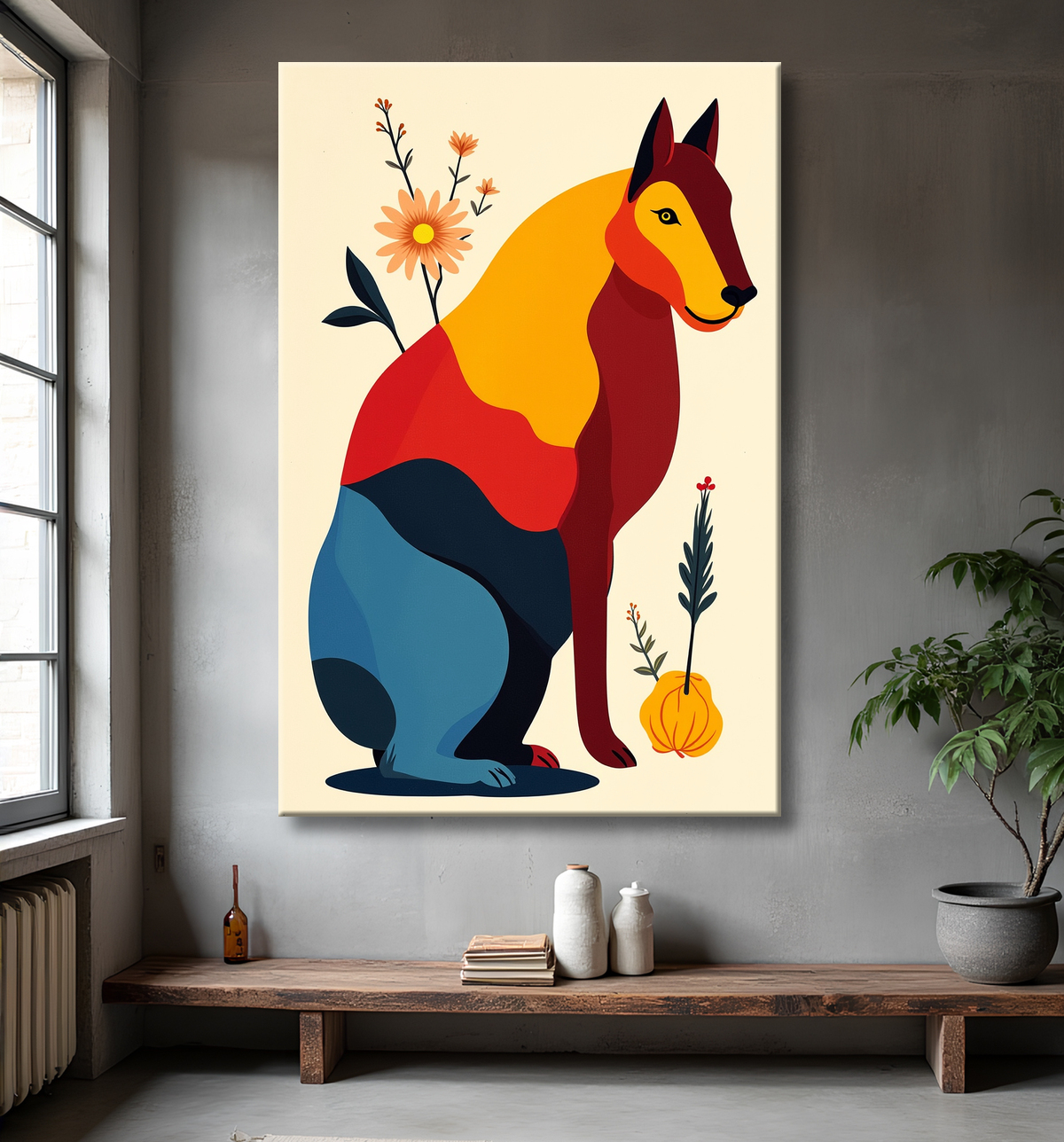 Tableau & affiche minimaliste animal géométrique avec decor