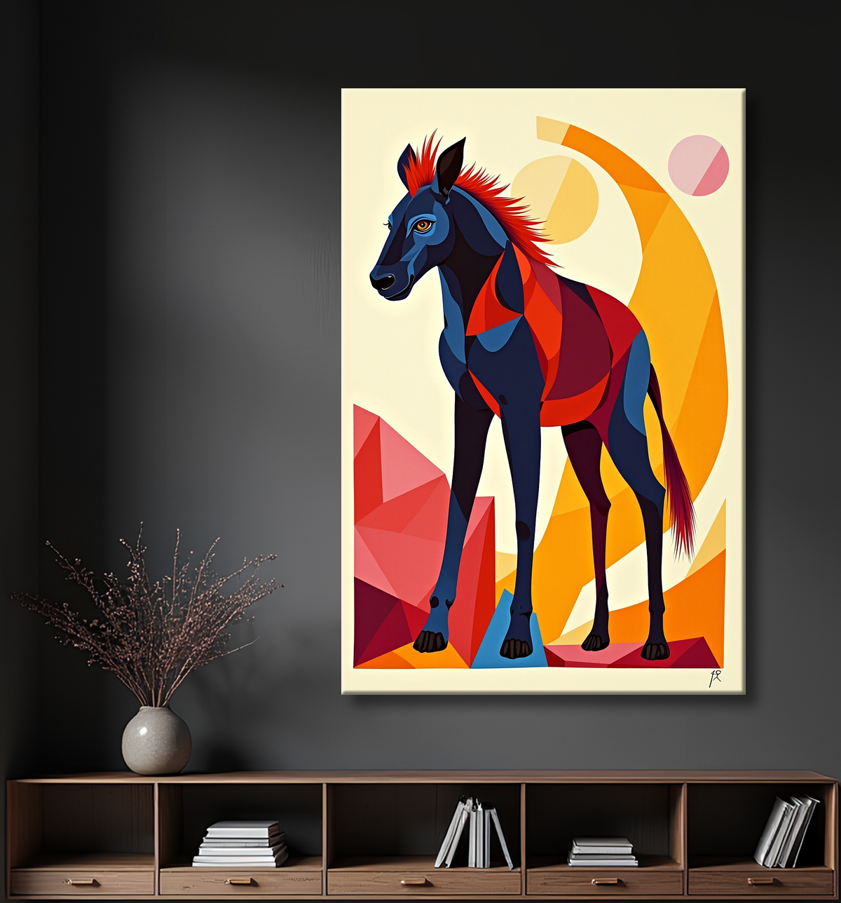 Tableau & affiche minimaliste animal géométrique avec decor