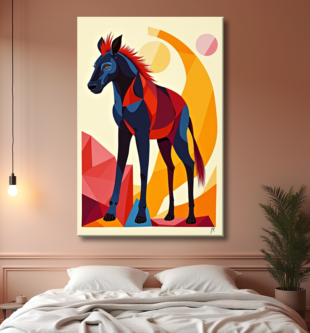 Tableau & affiche minimaliste animal géométrique avec decor