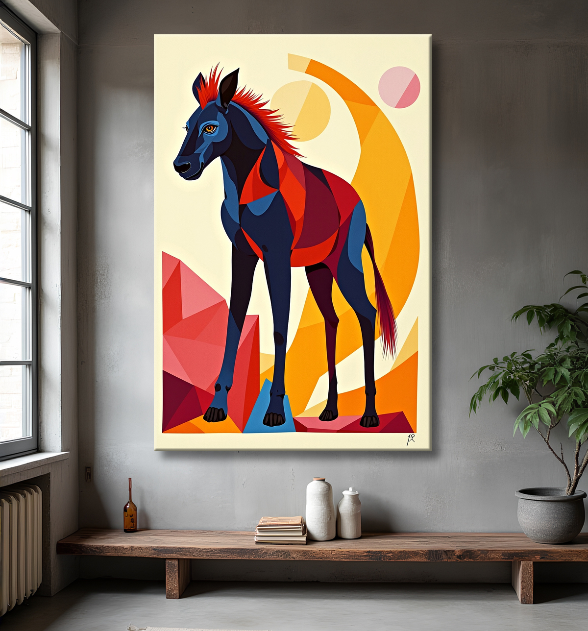 Tableau & affiche minimaliste animal géométrique avec decor