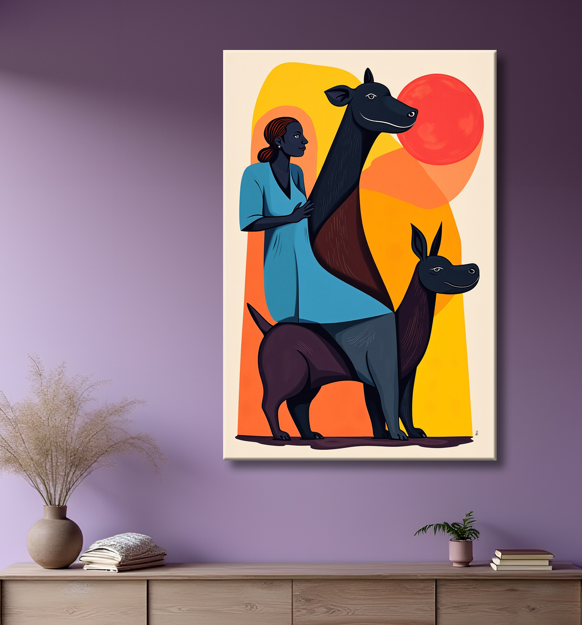 Tableau & affiche minimaliste animal géométrique avec decor