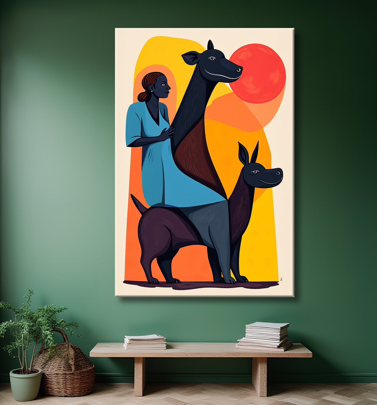 Tableau & affiche minimaliste animal géométrique avec decor