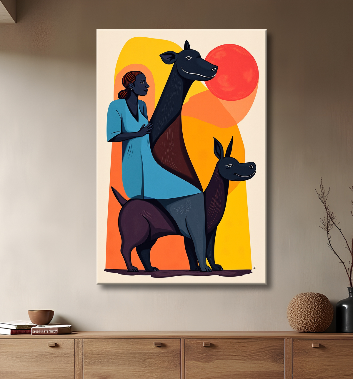 Tableau & affiche minimaliste animal géométrique avec decor